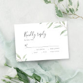 Minimale groene botanische rustige bruiloft RSVP Kaartje