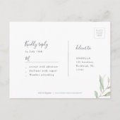 Minimale groene botanische rustige bruiloft RSVP Uitnodiging Briefkaart (Achterkant)