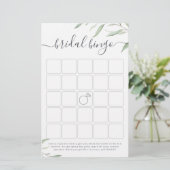 Minimale groene bruidsfeest bingo spel (Staand voorkant)