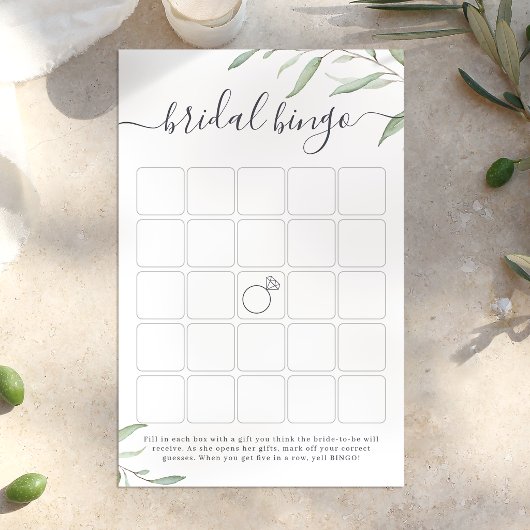 Minimale groene bruidsfeest bingo spel