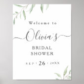 Minimale groene bruidsshower welkom bord poster (Voorkant)