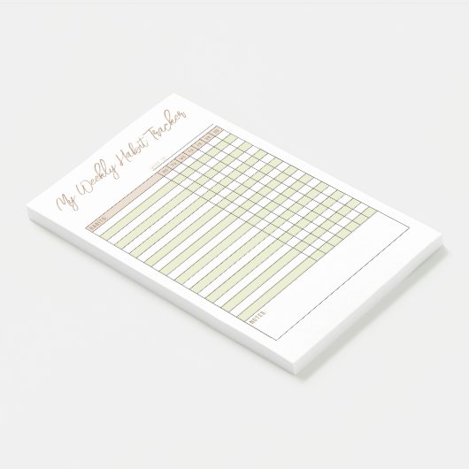 Minimale groene bruine weekly Habit Tracker Notes (Schuin)