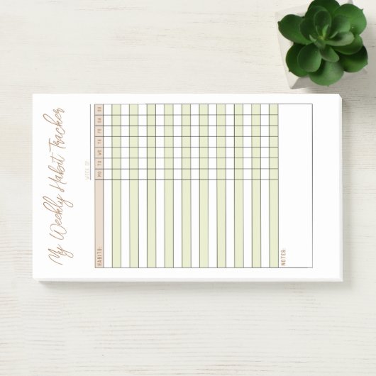 Minimale groene bruine weekly Habit Tracker Notes (Kantoor)