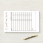 Minimale groene bruine weekly Habit Tracker Notes (Op bureau)