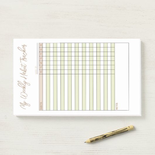 Minimale groene bruine weekly Habit Tracker Notes (Op bureau)