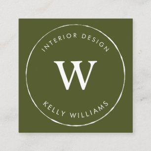 Minimale Groene Circle Business Monogram Branding Vierkante Visitekaartje
