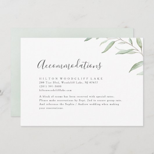 Minimale groene eenvoudige botanische accommodatie informatiekaartje (Voorkant / Achterkant)