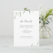 Minimale groene eenvoudige botanische bruiloft informatiekaartje (Staand voorkant)