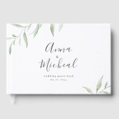 Minimale groene eenvoudige kalligrafie bruiloft gastenboek (Voorkant)