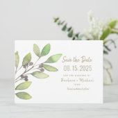 Minimale groene eenvoudige kalligrafie bruiloft save the date (Staand voorkant)