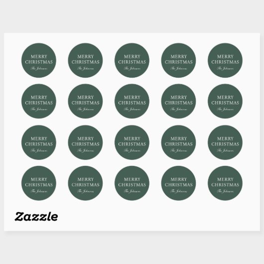 Minimale groene elegante kerst ronde sticker (Vel)
