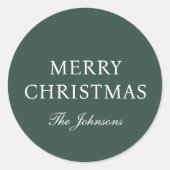 Minimale groene elegante kerst ronde sticker (Voorkant)