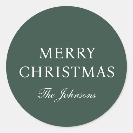 Minimale groene elegante kerst ronde sticker (Voorkant)