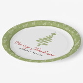 Minimale groene en rode kerstboom Familievakantie Papieren Bordje (Gekanteld)