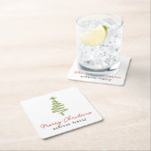 Minimale groene en rode kerstboomfamilie kartonnen onderzetters (Insitu)