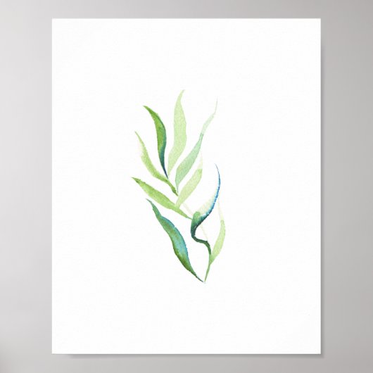 Minimale groene en witte botanische afdrukken poster (Voorkant)