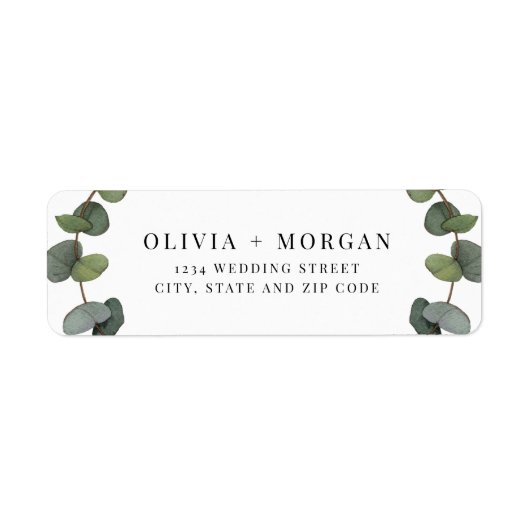 Minimale groene Eucalyptus Botanical Wedding Etiket (Voorkant)