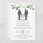 Minimale groene Eucalyptus Gay Wedding Grooms Kaart (Voorkant)