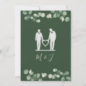 Minimale groene Eucalyptus Gay Wedding Grooms Kaart (Achterkant)