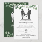 Minimale groene Eucalyptus Gay Wedding Grooms Kaart (Voorkant / Achterkant)