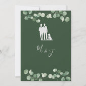 Minimale groene Eucalyptus Gay Wedding Grooms Kaart (Achterkant)
