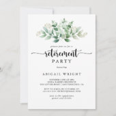 Minimale Groene Eucalyptus Retirement Party Kaart (Voorkant)