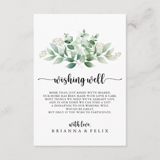 Minimale groene Eucalyptus Weddenschap Informatiekaartje (Voorkant)