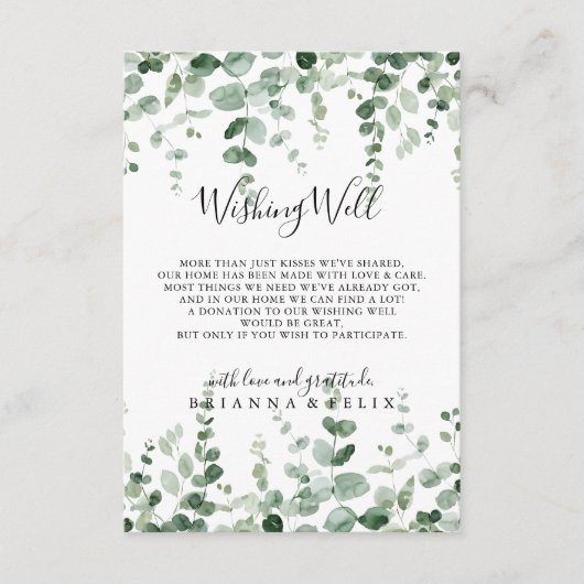 Minimale groene Eucalyptus Weddenschap Informatiekaartje (Voorkant)