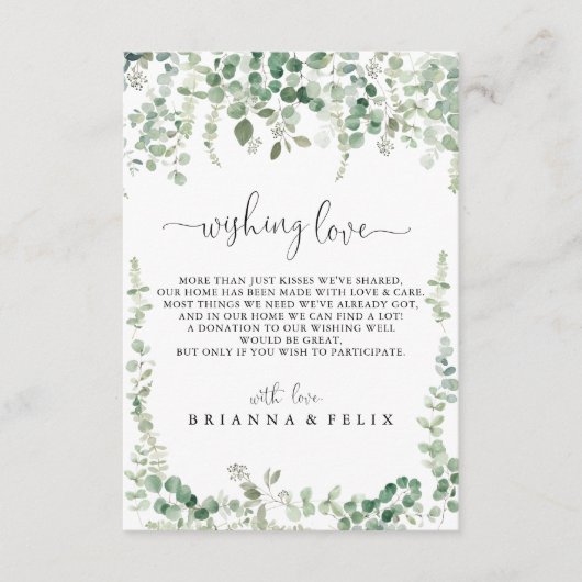 Minimale groene Eucalyptus Weddenschap Informatiekaartje (Voorkant)