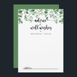 Minimale groene Eucalyptus Weddenschappen Advieskaart<br><div class="desc">Deze minimalistische groene eucalyptusbruiloft wenst een goede advieskaart voor een rustige bruiloft. Het ontwerp is voorzien van met de hand geschilde waterverf groene eucalyptus, die de natuur inspireert. Deze kaarten zijn perfect voor een bruiloft, vrijgezellenfeest, baby shower, graduatiedag en nog veel meer. Pas de kaarten aan met de namen van...</div>