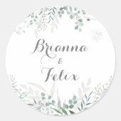 Minimale groene Eucalyptus Wedding Envelope-zegels Ronde Sticker (Voorkant)
