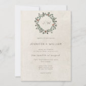 Minimale groene eucalyptuskrans bruiloft roest kaart (Voorkant)