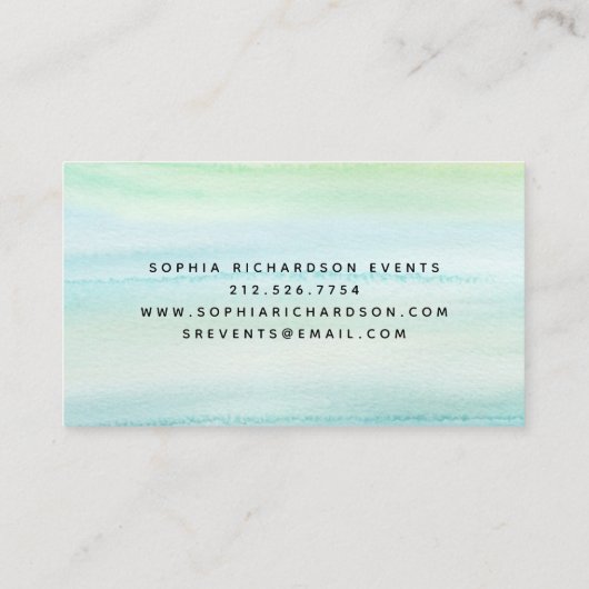 Minimale groene Flair-Waterverf en -script Visitekaartje (Achterkant)