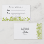 Minimale groene Floral Medical Appointcard Afsprakenkaartje (Voorkant / Achterkant)