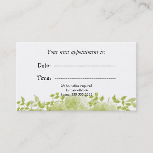 Minimale groene Floral Medical Appointcard Afsprakenkaartje (Voorkant)
