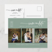 Minimale groene foto-QR-code met foto's opslaan Da Briefkaart (Voorkant / Achterkant)