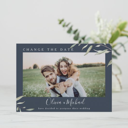 Minimale groene foto verandert de datum Uitgesteld Kaart (Staand voorkant)