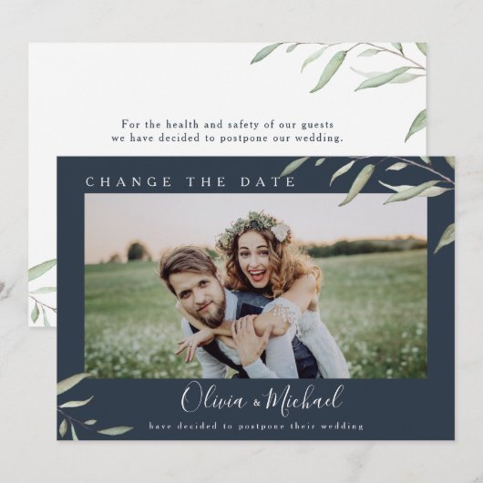 Minimale groene foto verandert de datum Uitgesteld Kaart (Voorkant / Achterkant)