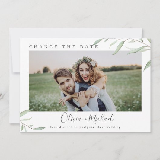 Minimale groene foto verandert de datum Uitgesteld Kaart (Voorkant)