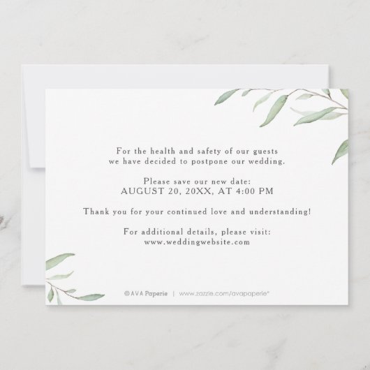 Minimale groene foto verandert de datum Uitgesteld Kaart (Achterkant)