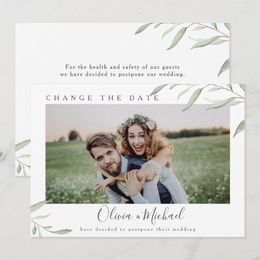 Minimale groene foto verandert de datum Uitgesteld Kaart (Voorkant / Achterkant)