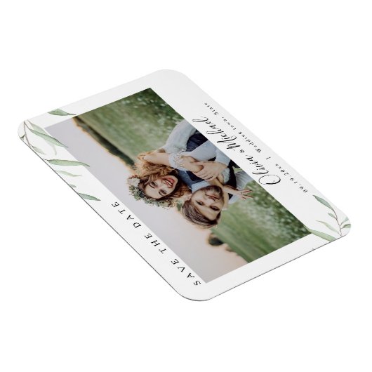 Minimale groene fotobruiloft met behoud van datum magneet (Rechterzijde)