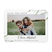 Minimale groene fotobruiloft met behoud van datum magneet (Horizontaal)