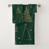 Minimale groene gouden kerstboom bad handdoek (Insitu)