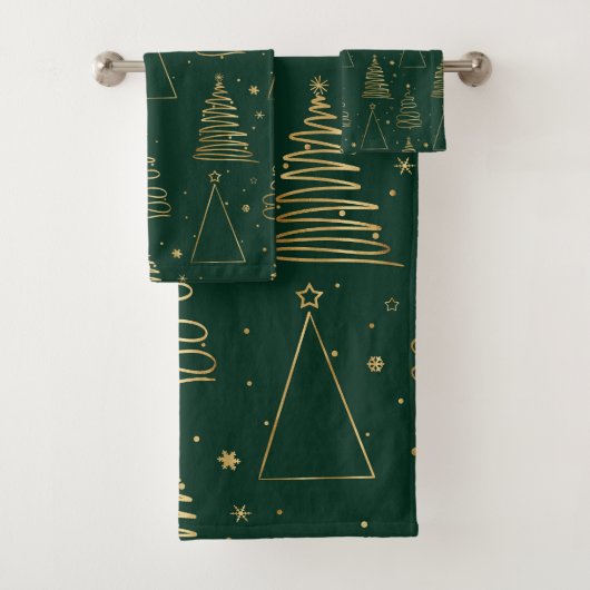 Minimale groene gouden kerstboom bad handdoek (Insitu)