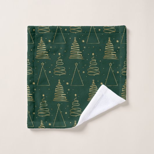 Minimale groene gouden kerstboom bad handdoek (Wasdoekje)