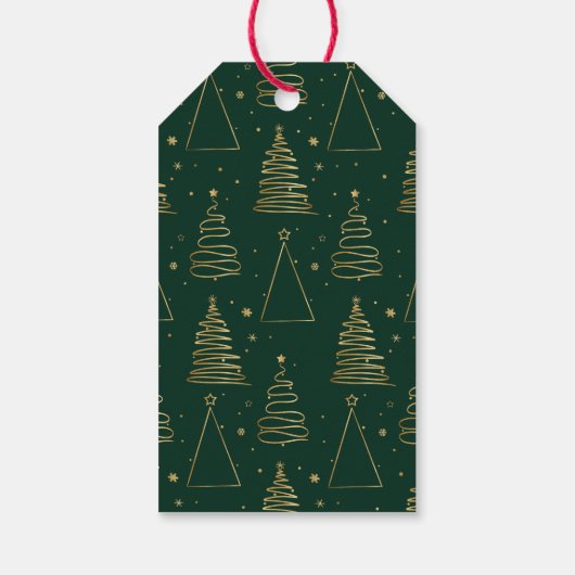 Minimale groene gouden kerstboom cadeaulabel (Achterkant)