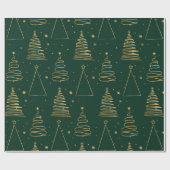 Minimale groene gouden kerstboom cadeaupapier (Vlak)