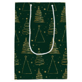 Minimale groene gouden kerstboom medium cadeauzakje (Achterkant)