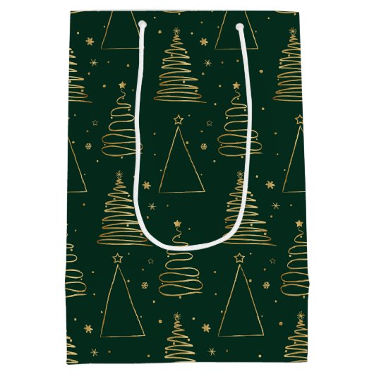 Minimale groene gouden kerstboom medium cadeauzakje (Achterkant)